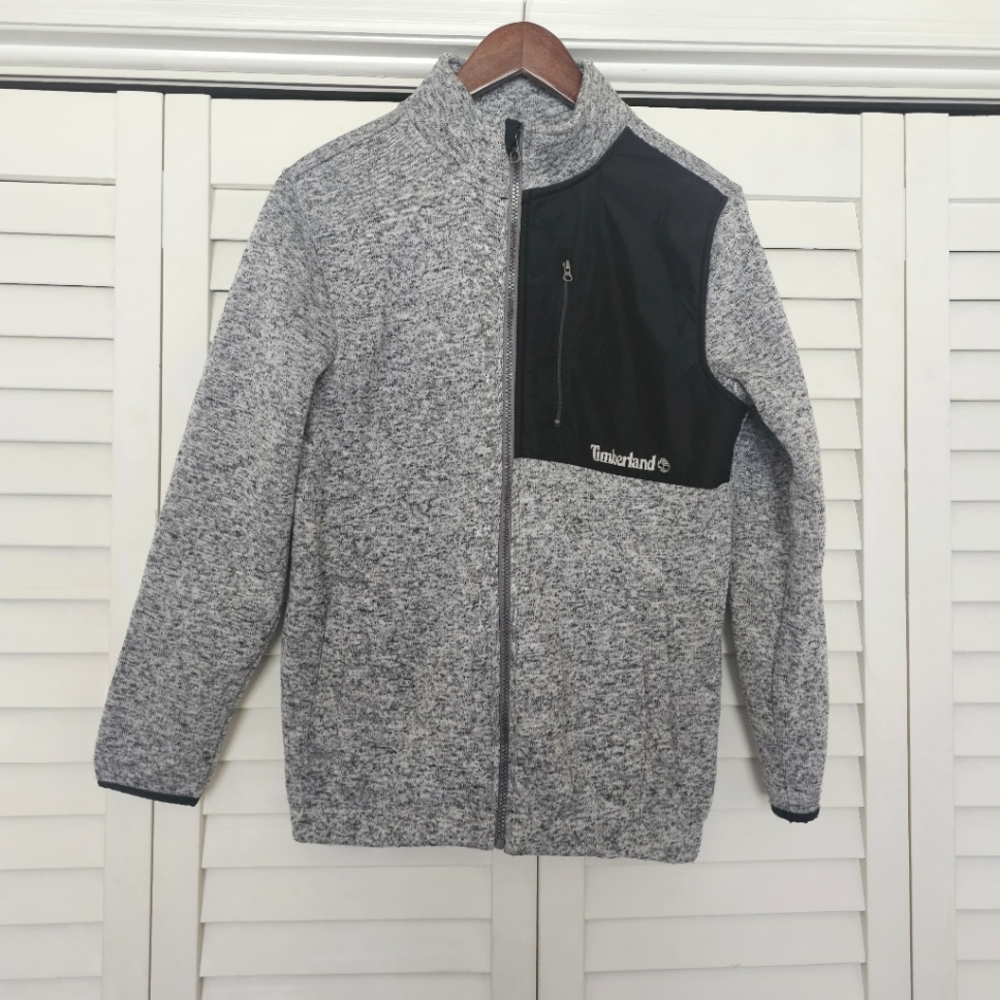 Timberland Youth Full Zip Up Jacket Size XL 16-20 Gray Black Heathered